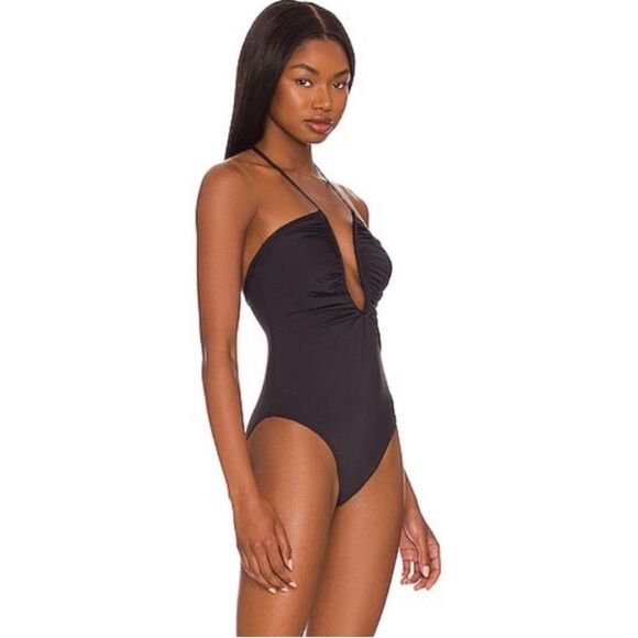 Revolve X Good American Leilani Halter Neck One-Piece Swimsuit In Black - Picture 2 of 7